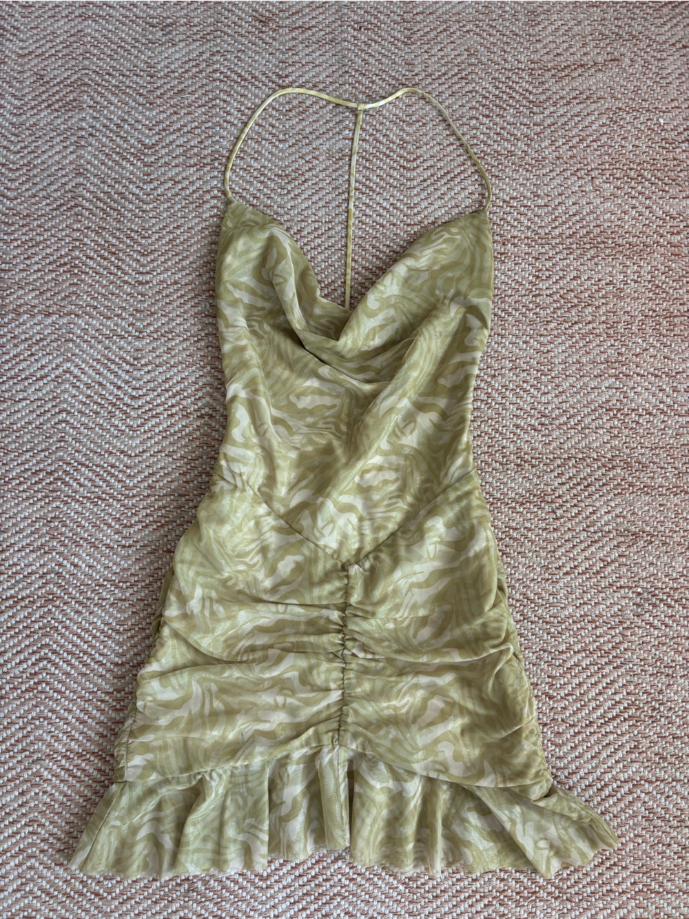 Mistress Rocks Olive Print Ruffle Mini Dress - Picture 4 of 8